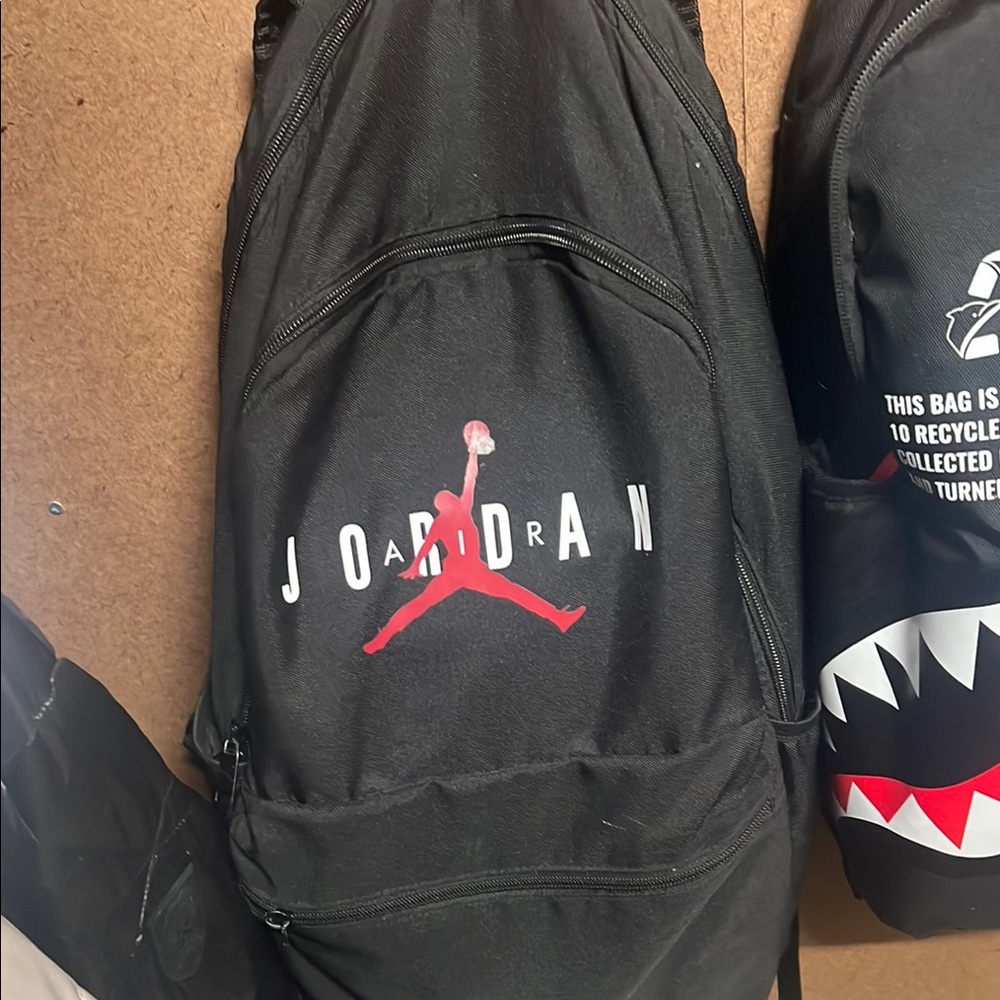 Jordan Black and Red Logo Backpack